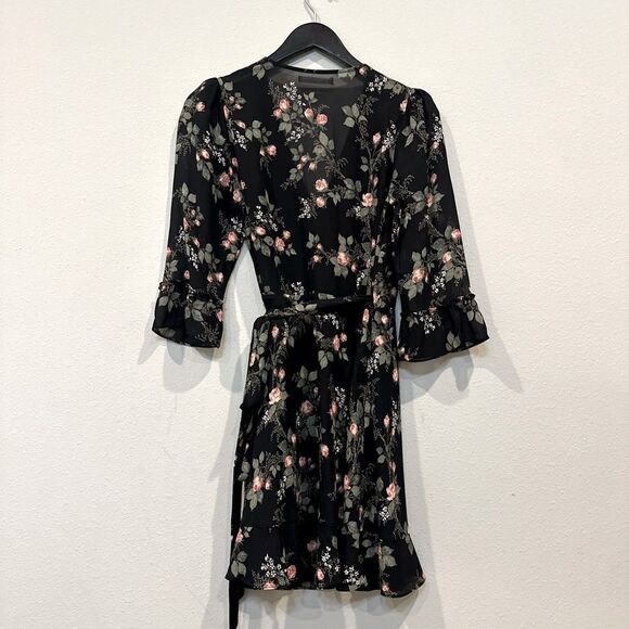 Reformation Zoe Wrap Dress Floral Rose Print Half Sleeve Small - Picture 4 of 14